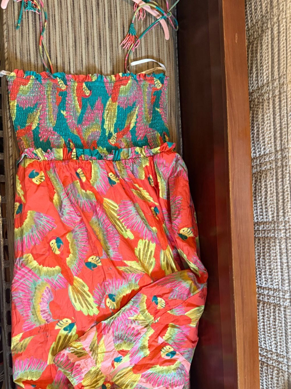 FARM Rio for Anthropologie Tropical Floral Smocked Midi Dress Size Large